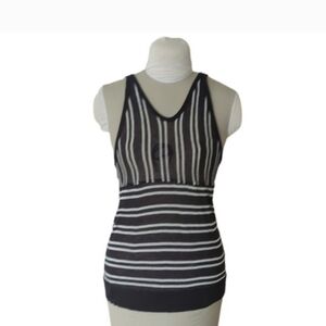 T by Alexander Wang Striped Linen Scoop  Tank Top